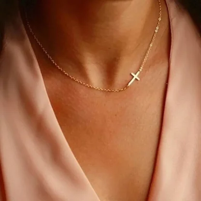 Choker Sideways Cross Necklace