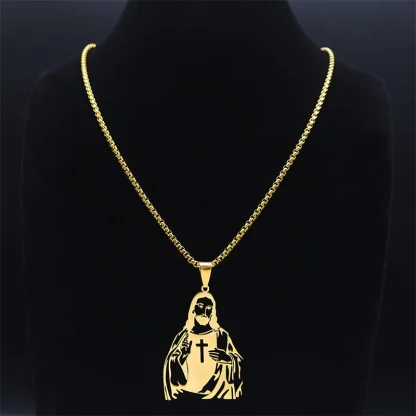 Jesus Silhoutte Cross Necklace - Image 4