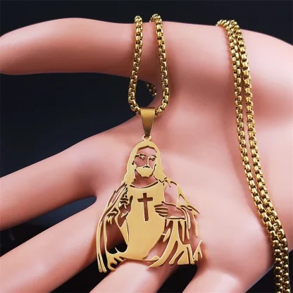 Jesus Silhoutte Cross Necklace - Image 2