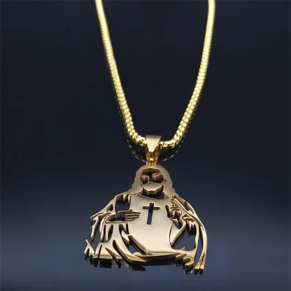 Jesus Silhoutte Cross Necklace - Image 3