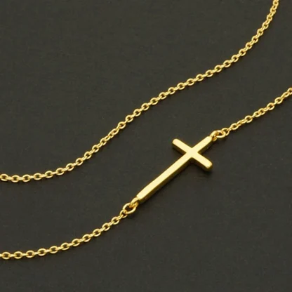 Thin Chain Small Cross Necklace - Image 2