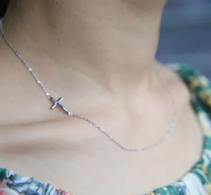 Choker Sideways Cross Necklace - Image 3