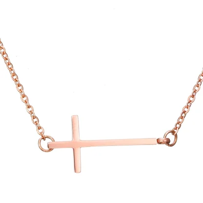 Minimalist Chain Cross Necklace - Image 3