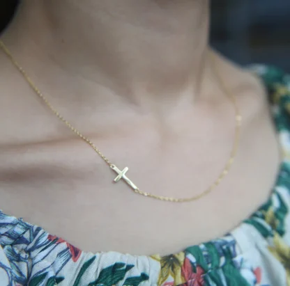 Choker Sideways Cross Necklace - Image 5