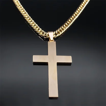 Thick Chain Cross Necklace - Image 5