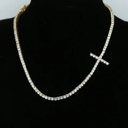 Sideways Bling Cross Necklace - Image 5