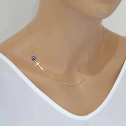 Thin Sideways Cross Necklace - Image 4