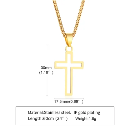 Box Chain Hollow Cross Necklaces - Image 7