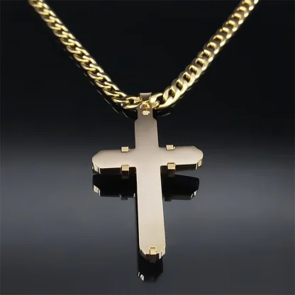 Curb Chain Cross Necklace - Image 3