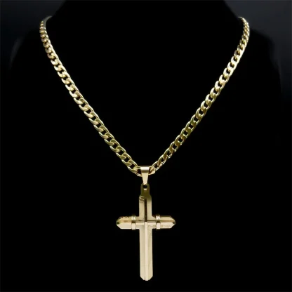 Curb Chain Cross Necklace - Image 6