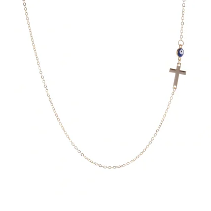 Thin Sideways Cross Necklace