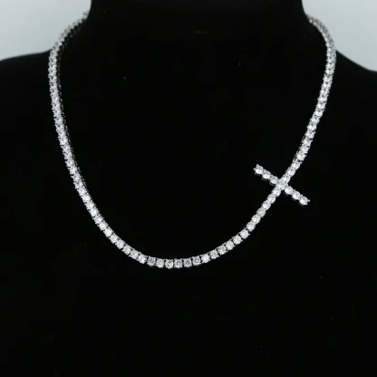 Sideways Bling Cross Necklace - Image 4