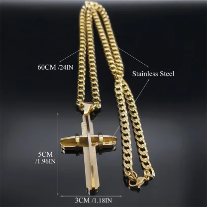 Curb Chain Cross Necklace - Image 7