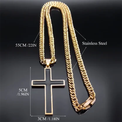 Thick Chain Cross Necklace - Image 6