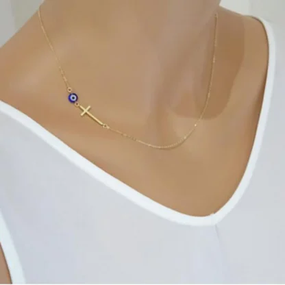 Thin Sideways Cross Necklace - Image 3
