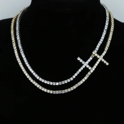 Sideways Bling Cross Necklace - Image 3