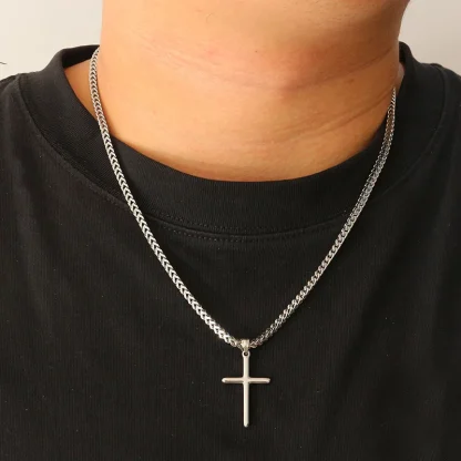Chain Shiny Cross Necklace - Image 2