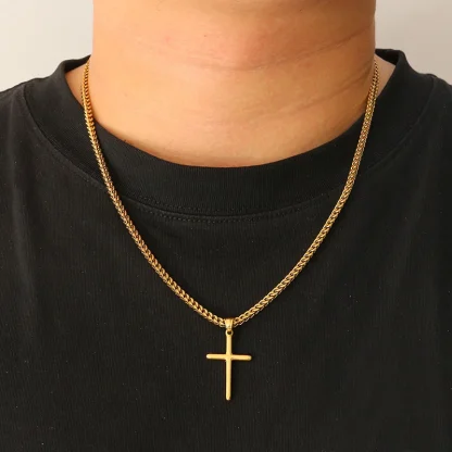 Chain Shiny Cross Necklace - Image 3