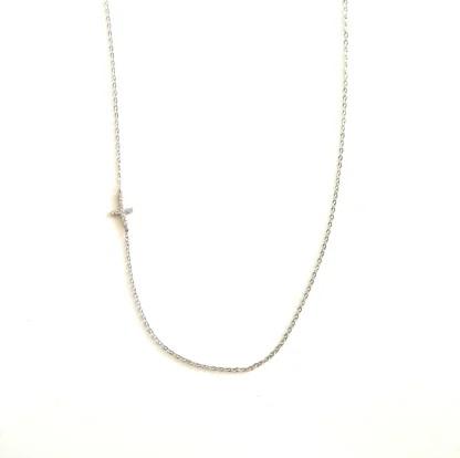 Bling Sideways Cross Necklace - Image 3