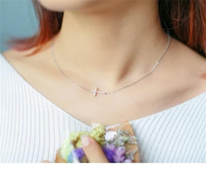 Sideways Luxury Cross Necklace - Image 2
