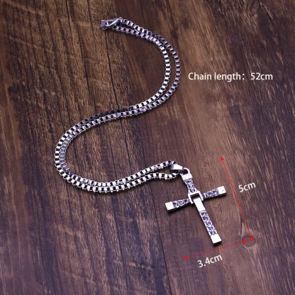 Diamond-like Decor Cross Necklace - Image 6