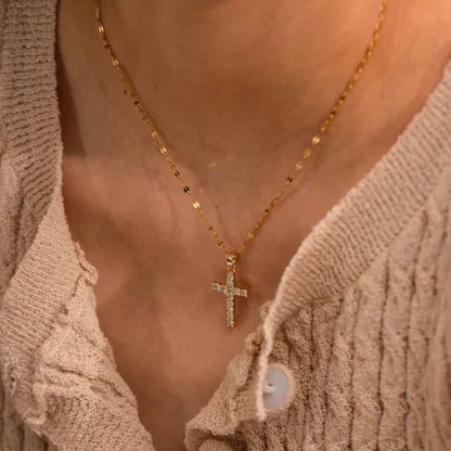 Elegant Bling Cross Necklace