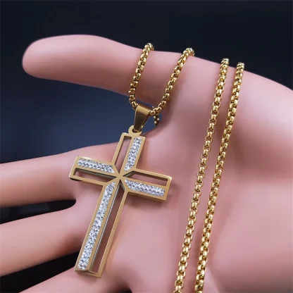Hollow Bling Cross Necklace - Image 2