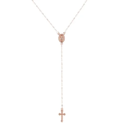 Modern Rosary Cross Necklace - Image 4