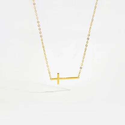 Chic Chain Sideways Cross Necklace - Image 3