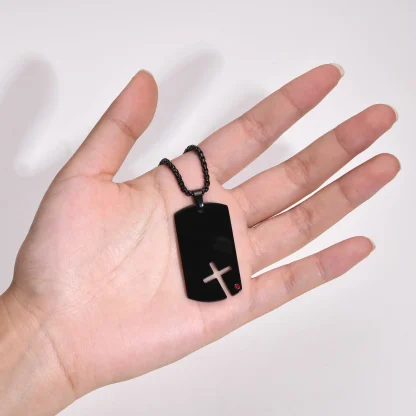 Tag Hollow Out Cross Necklace - Image 3