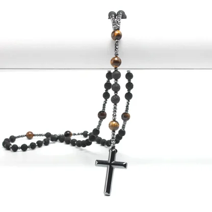 Beaded Rosary Cross Necklace - Image 4