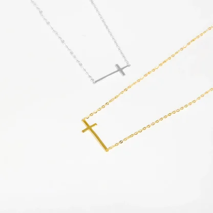 Chic Chain Sideways Cross Necklace - Image 4
