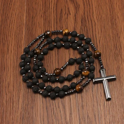 Beaded Rosary Cross Necklace - Image 2