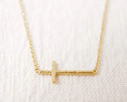Chain Sideways Cross Necklace - Image 2