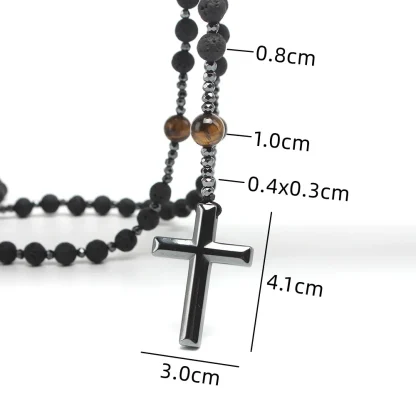 Beaded Rosary Cross Necklace - Image 7
