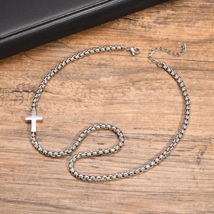 Stylish Sideway Cross Necklace - Image 3