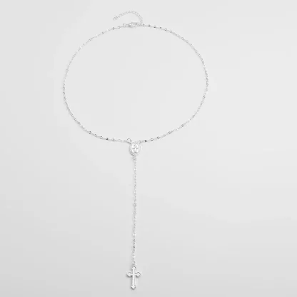 Modern Rosary Cross Necklace - Image 6