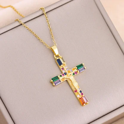 Colorful Luxury Cross Necklaces - Image 5