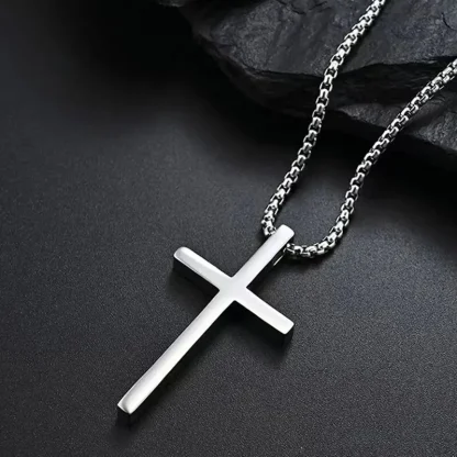 Simple Box Chain Cross Necklace - Image 4
