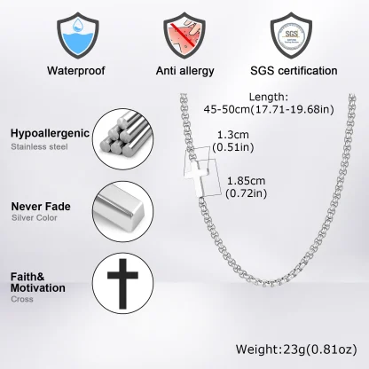 Box Chain Sideways Cross Necklace - Image 7