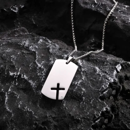 Tag Hollow Out Cross Necklace - Image 4