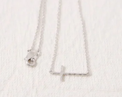 Chain Sideways Cross Necklace - Image 3