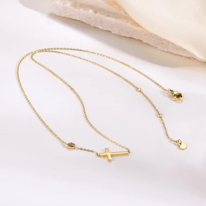 Minimalist Thin Cross Necklace - Image 4