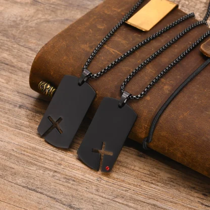 Tag Hollow Out Cross Necklace - Image 5