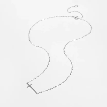 Chic Chain Sideways Cross Necklace - Image 2
