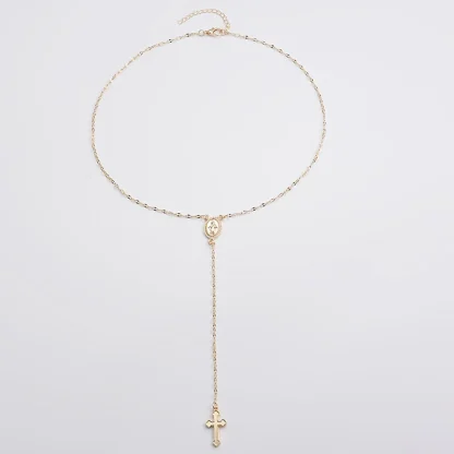 Modern Rosary Cross Necklace - Image 5