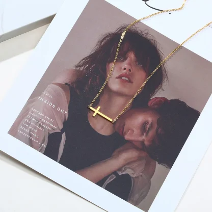 Sideways Modern Cross Necklace - Image 5