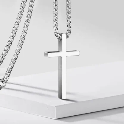 Simple Box Chain Cross Necklace - Image 7