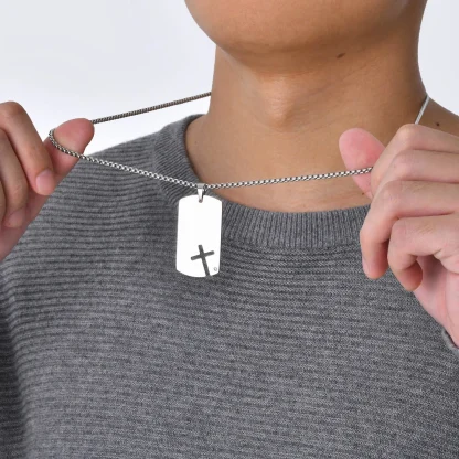 Tag Hollow Out Cross Necklace
