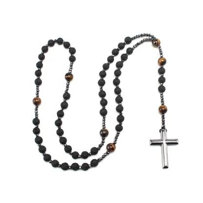 Beaded Rosary Cross Necklace - Image 3